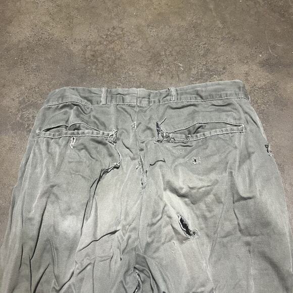 Vintage 50s Green Straight Leg Cotton Workwear Chinos 26x31 - Picture 8 of 8